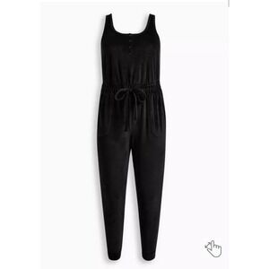Torrid Women's Velour Henley Black Velvet Jumpsuit Plus Size 3X 22-24 NWT  $75